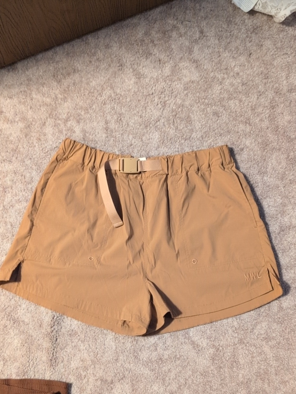 Madewell Mustard Elastic-Waist Athletic Shorts with Web Belt